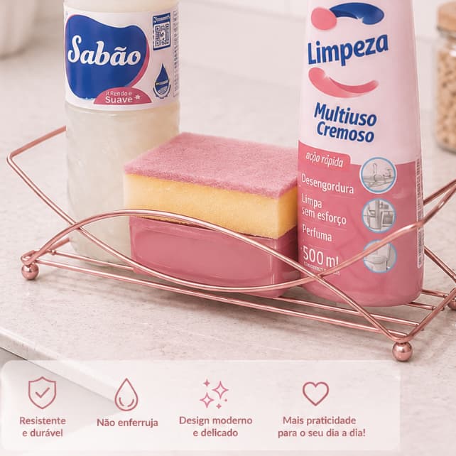 Novo Porta Detergente Esponja Bucha Sabão Organizador Pia Cozinha Suporte ROSE