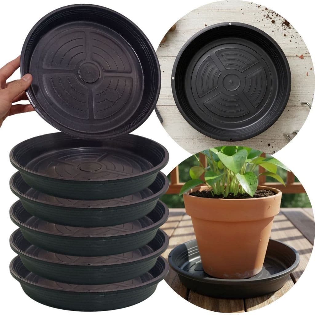 Kit 6 Prato Plástico Para Vaso De Planta 21cm Pratinho Médio Preto Pratos Coletor de Agua