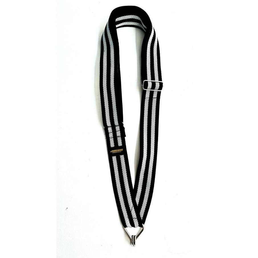 Talabarte 1 Gancho Profissional Para Percussão Surdo Timbal Ajustável - PRETO E BRANCO