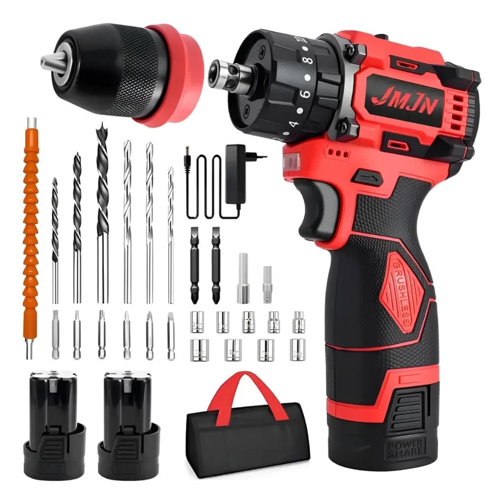 Furadeira Parafusadeira ​Elétrica​ e Chave de Impacto A Bateria Potente Brushless Elétrica Profissional Sem Fio Duas Bat