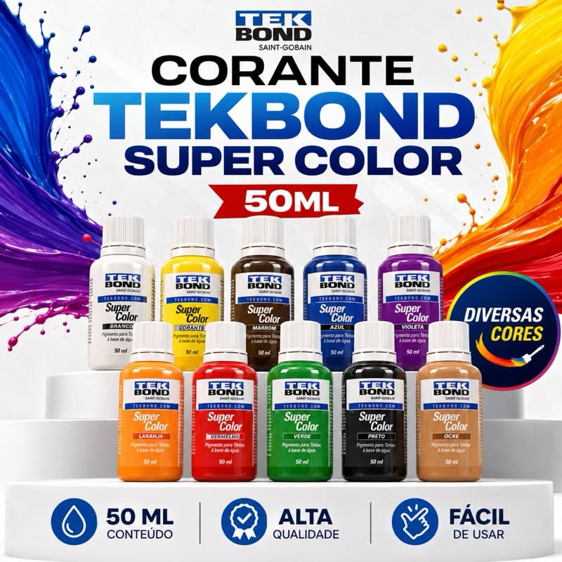 Corante Líquido Tekbond Super Color 50ml com Alta Intensidade de Cor