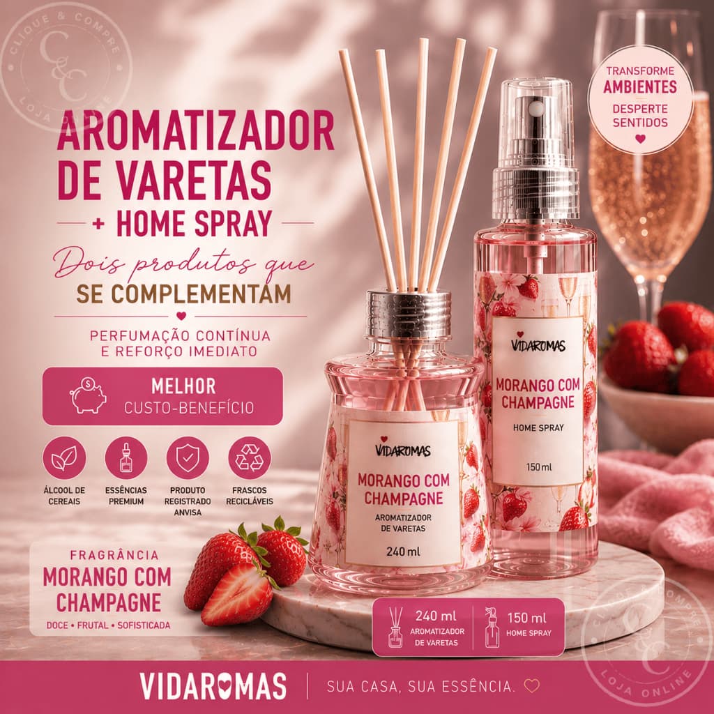 Kit Difusor de Vareta + Home Spray Vidaromas