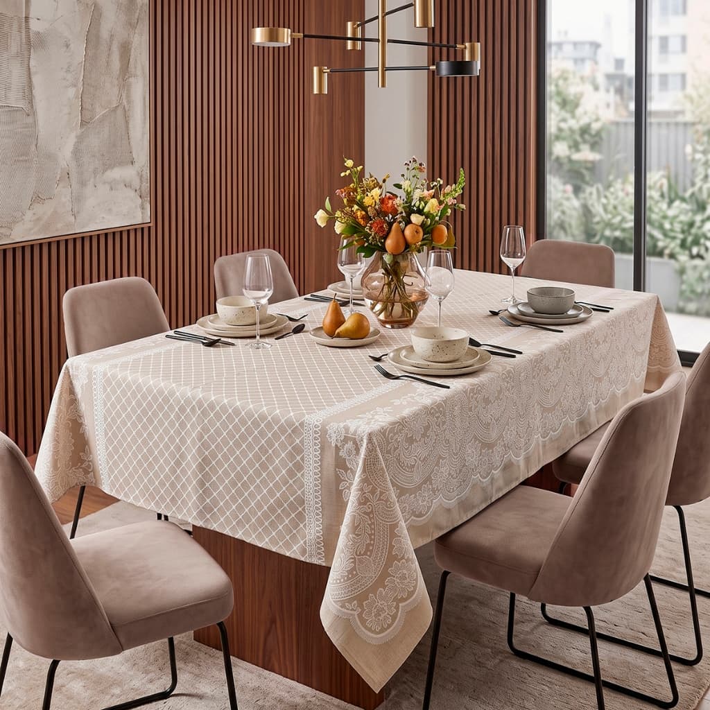 Toalha de Mesa Retangular 6 Lugares Estampada 2,10m x 1,45m Linhão Tecido Premium
