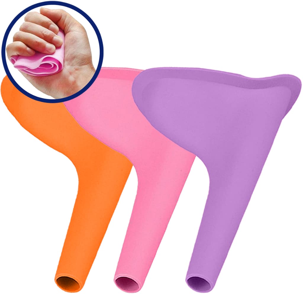 3 Funil Urina Urinol Mictório Feminino Para Mulher Fazer Xixi Em Pé Portátil Reutilizável Silicone