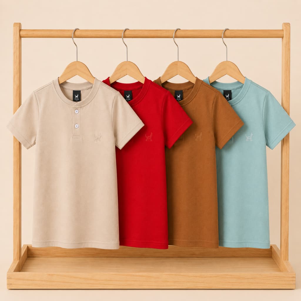 Kit 3 Peças Camisetas Gola Padre Infantil Algodão 2 Botões