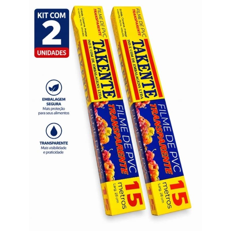 Kit 2 Filmes PVC para Alimentos 15 Metros Transparente