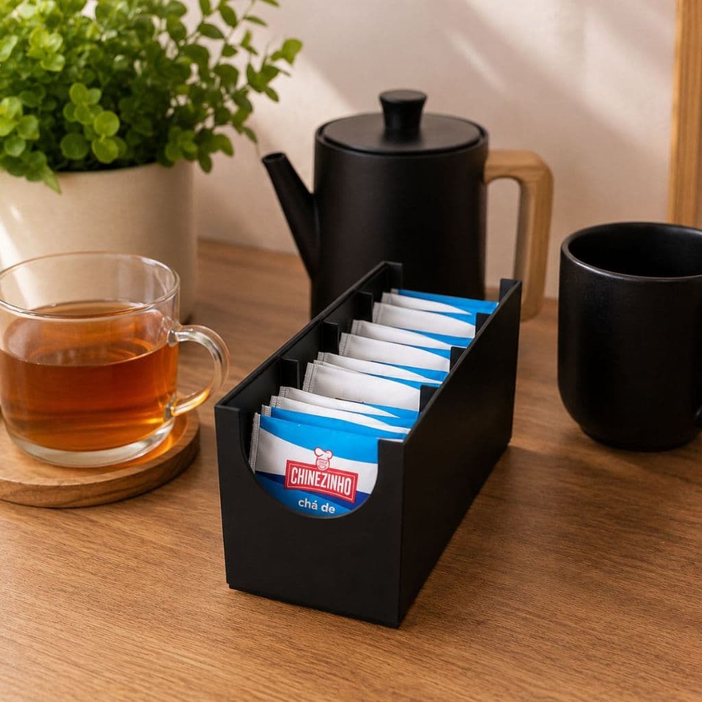Organizador de Saquinho de Chá Porta Sachês Dispenser de Chá Organizador de Bancada Cantinho do Café