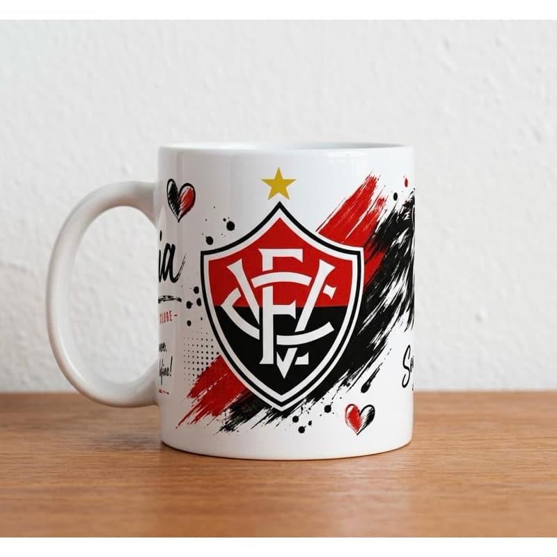 Caneca do Vitória Futebol Clube | Presente para Torcedor Rubro-Negro | Caneca Personalizada de Futebol