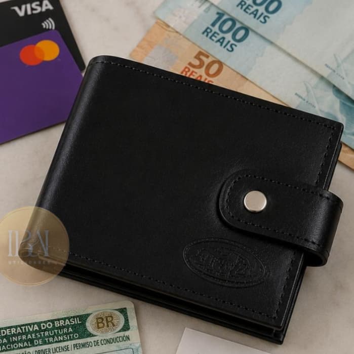 Carteira Masculina Slim Compacta Couro Ecológico-  Porta cartão - Dinheiro - Moeda