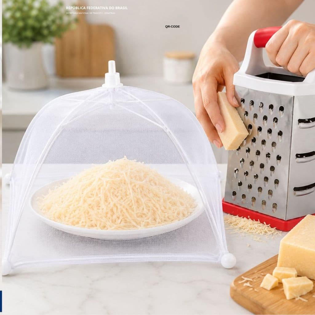 Kit Tela Protetora de Alimentos 32cm + Ralador 6 Faces Inox Utensílios De Cozinha
