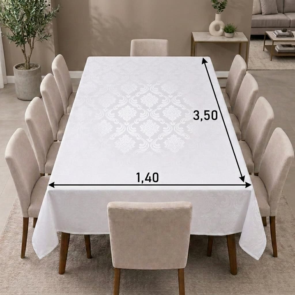 Toalha Forro De Mesa Jacquard Luxo Retangular 12 Cadeiras 3,50 X 1,40  Cores Variadas para Sala, Cozinha e Áreas