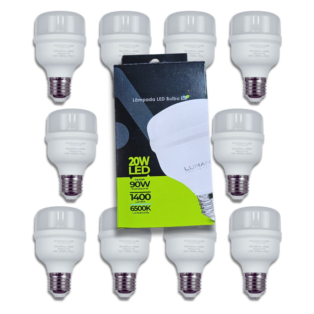 Kit 10 Lampadas Led 20w Lumanti Alta Potencia E27 Bivolt Econômica