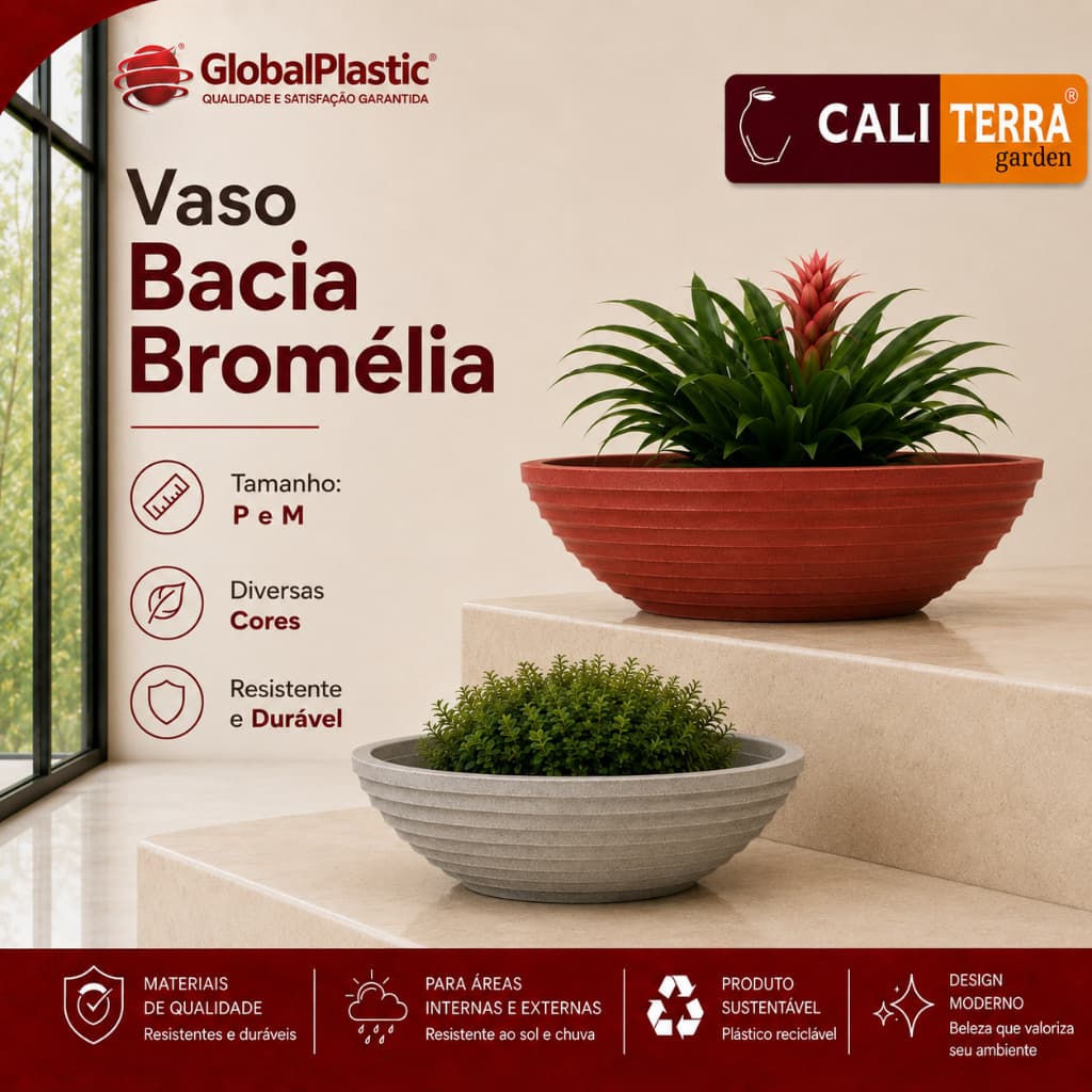 Vaso Decorativo Bacia em Polietileno para Plantas Jardim Paisagismo Sala Varanda Interna e Externa