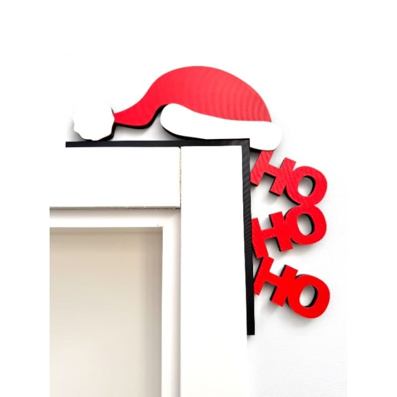 Enfeite De Natal Canto De Porta Ho Ho Ho Gorro Papai Noel | Resistente E Sem Furos