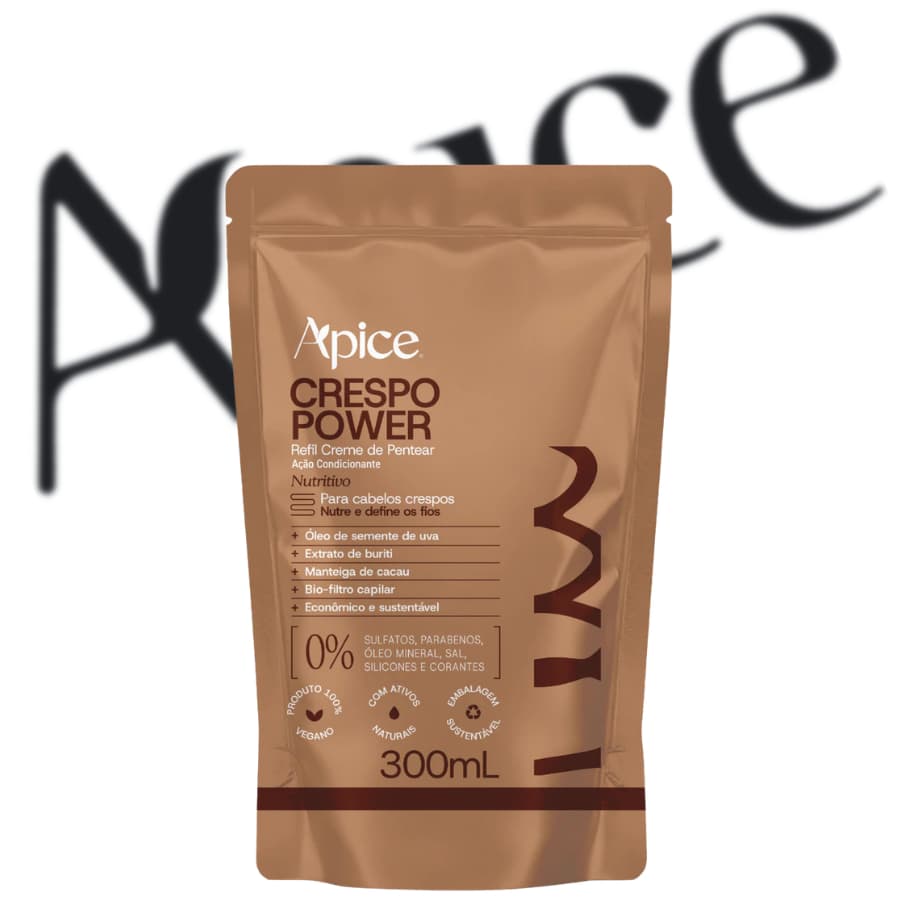 Refil Creme Pentear Apice Crespo Power Nutritivo Crespo Vegano Sem Sulfato No Poo Low Poo Apse 300ml