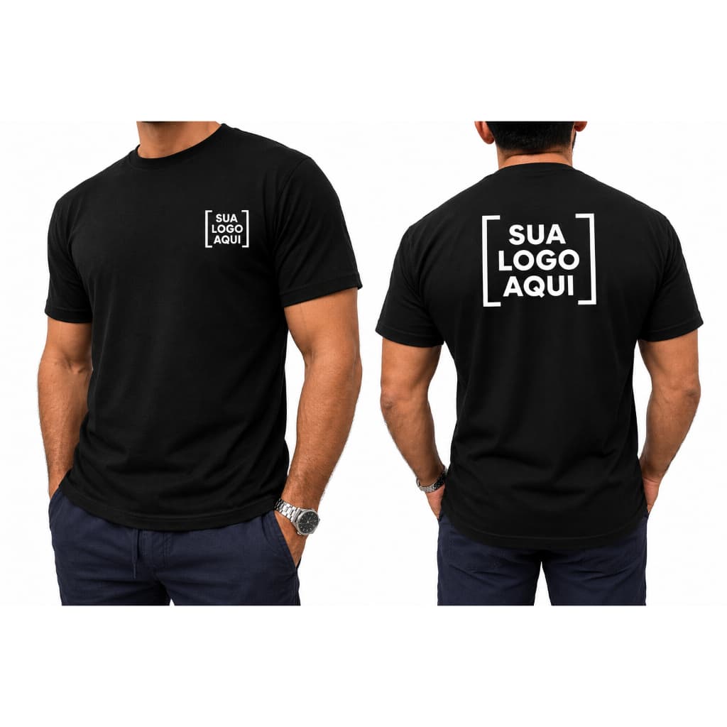 Kit 10 Camisetas Personalizadas com Logo – Uniforme – Estampa Frente e Costas Gola em ribana