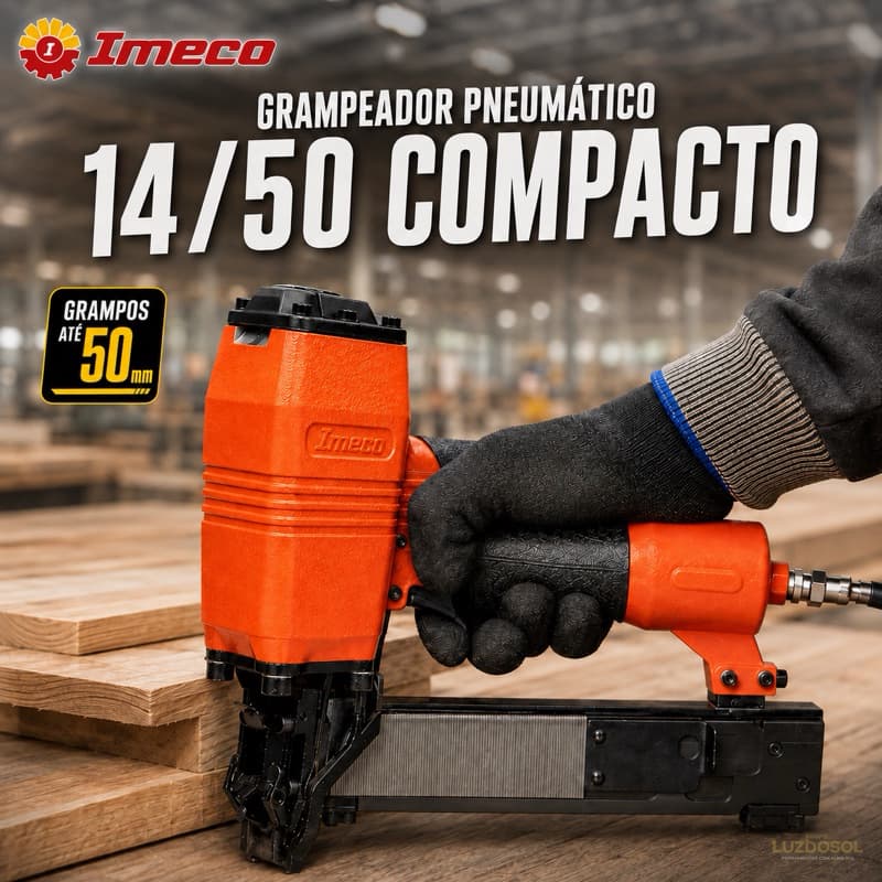 Grampeador Pneumático Imeco 14/50 Compacto Profissional Estofados Madeira Alta Potência