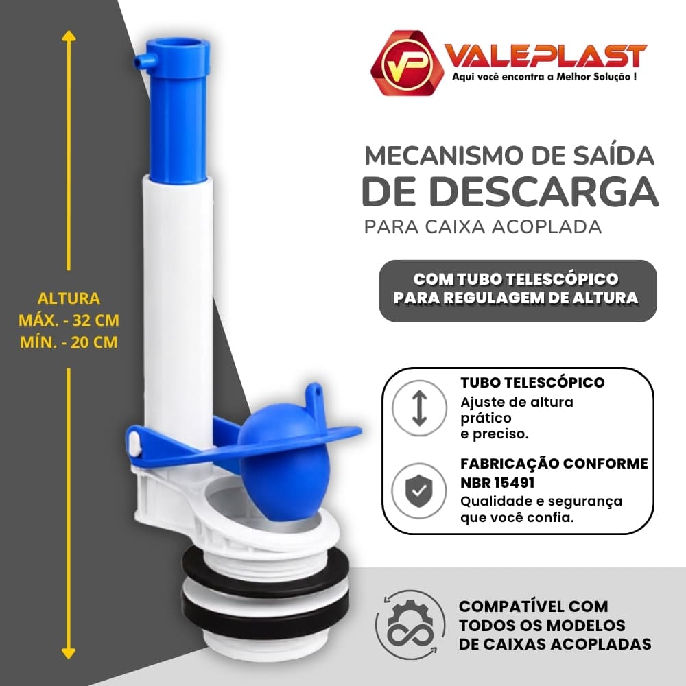 Mecanismo de Saída Caixa Acoplada Universal Descarga de Banheiro Reparo