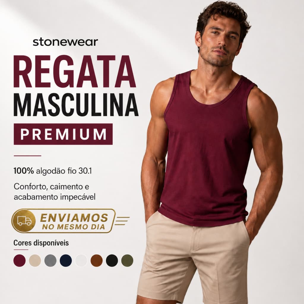 Regata Masculina Premium 100% algodão