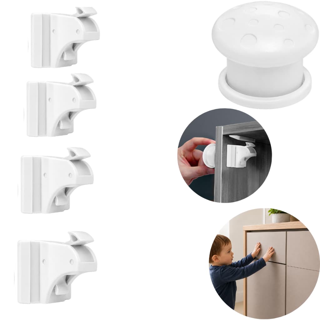 Kit 4 Travas Magnéticas Para Gavetas Armários + 1 Chave