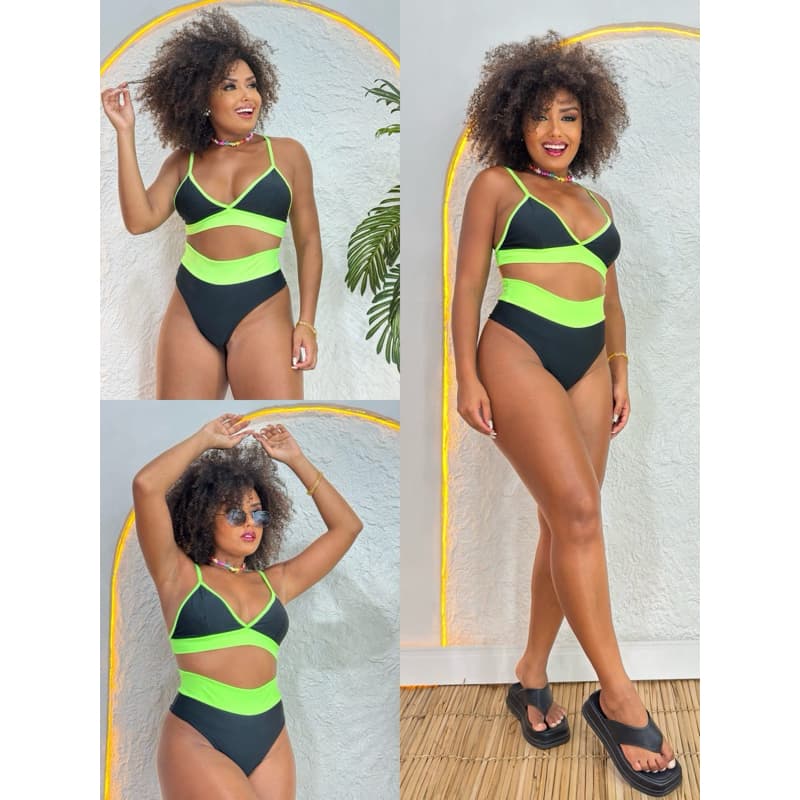 Biquíni Verão - SLIM | biquíni cós alto - biquíni cor neon