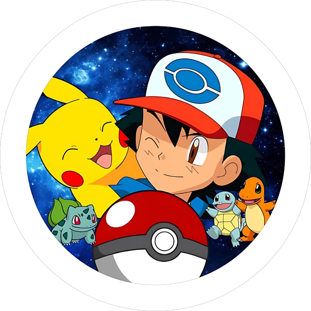 Capa Mini Painel Redondo Festa Tema Pokémon 50x50