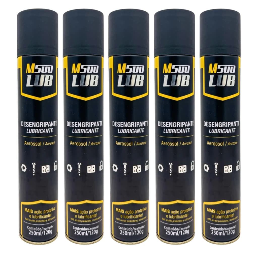 Kit Com até 5 unidades Desengripante lub éleo em spray lubrificante M500 250ml Para Aço E Alumínio