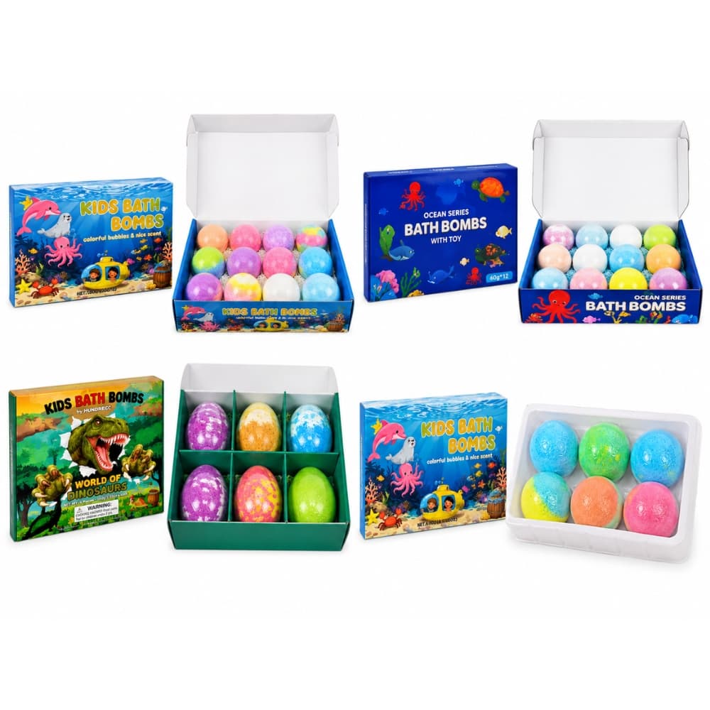 Kit 6 ou 12 Bombas De Banho Infantil Surpresa Com Brinquedos Aroma Colorido