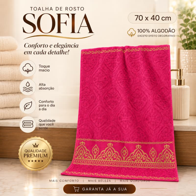 KIT TOALHAS DE ROSTO SOFIA 100% ALGODÃO MACIA