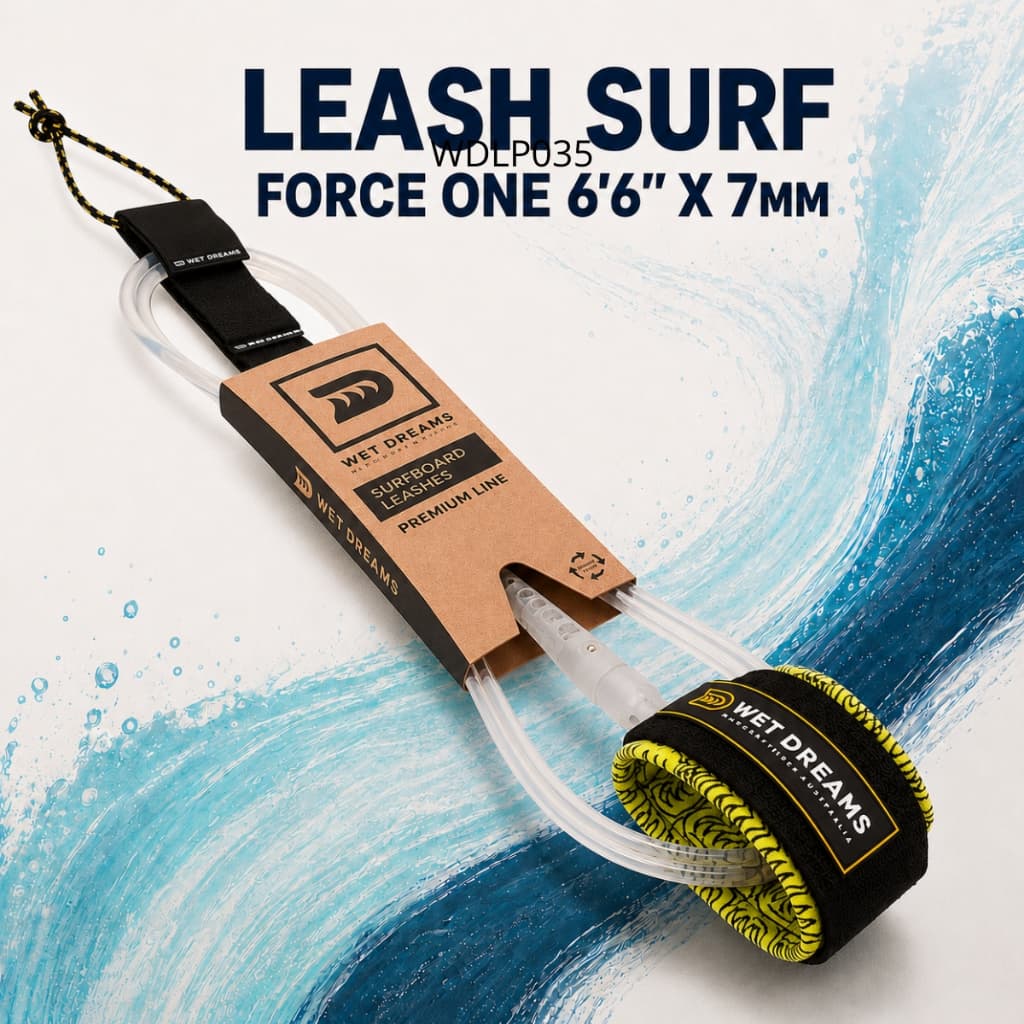 Leash Prancha Surf Wet Dreams Force One 6'6 7mm Cordinha Duplo Girador Cristal