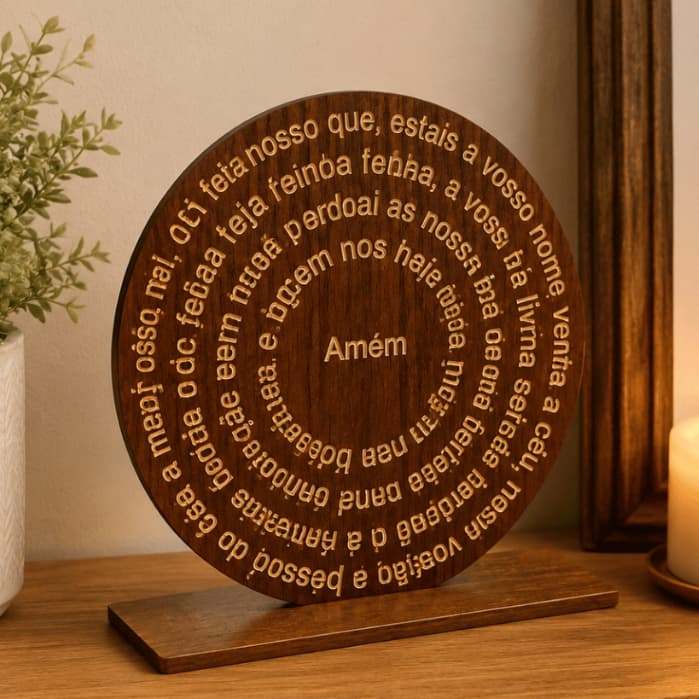 Mandala Decorativa Oração Pai Nosso Religiosa Em MDF Laminado