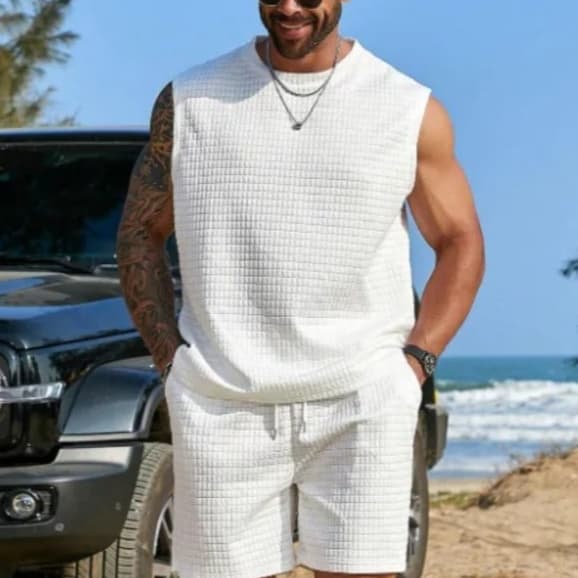 Regata e Shorts Conjunto Masculina De Matelasse