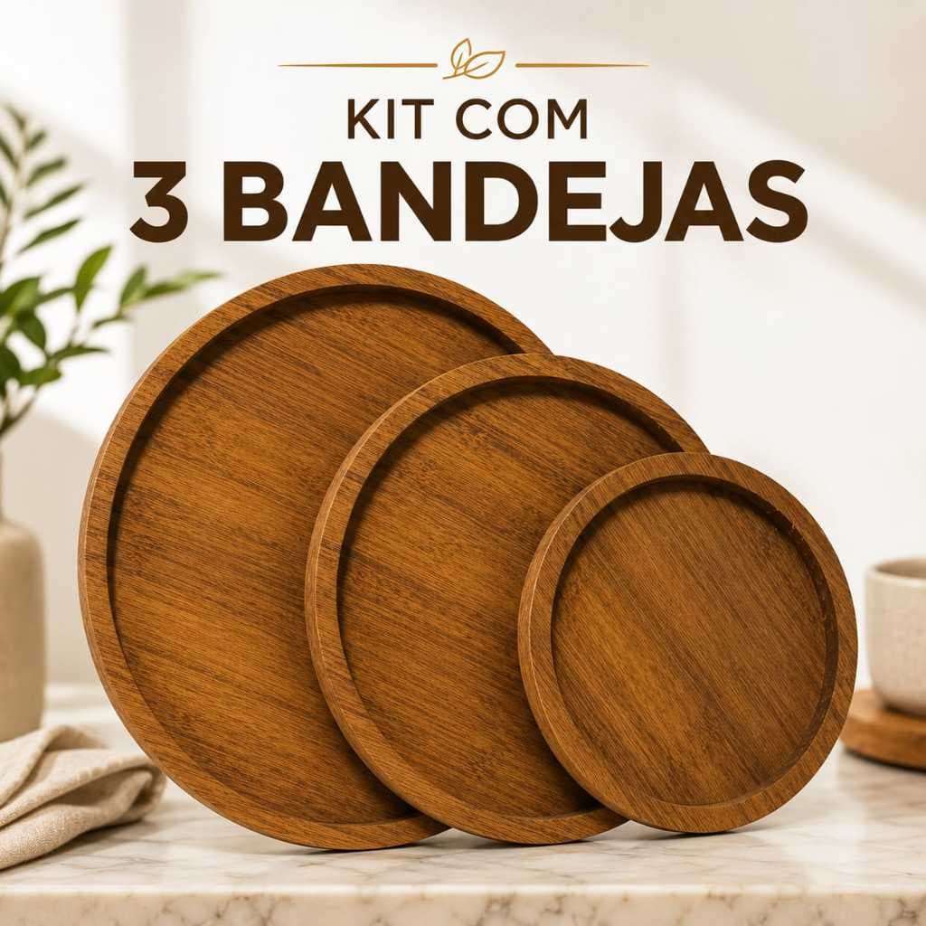 Bandeja Redondo Decorativa Para Café Chá Petisqueira Condimentos Casa Cozinha Mesa Posta