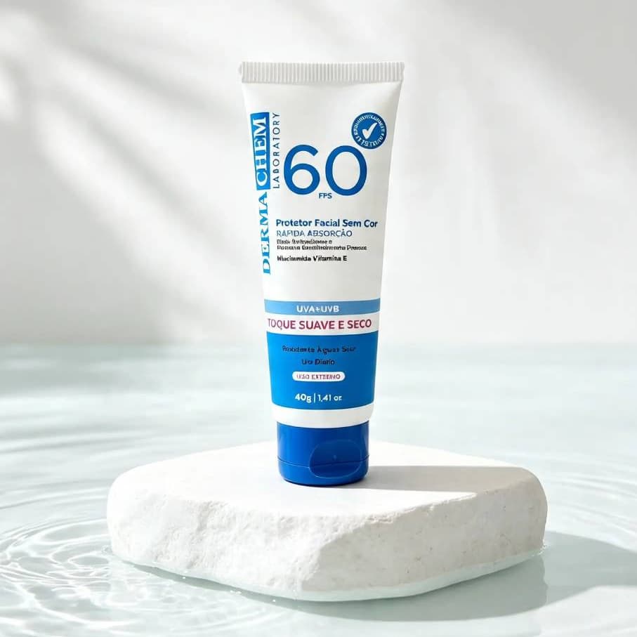 Protetor Solar Facial FPS60 Dermachem Niacinamida Vitamina E Toque Seco 40g