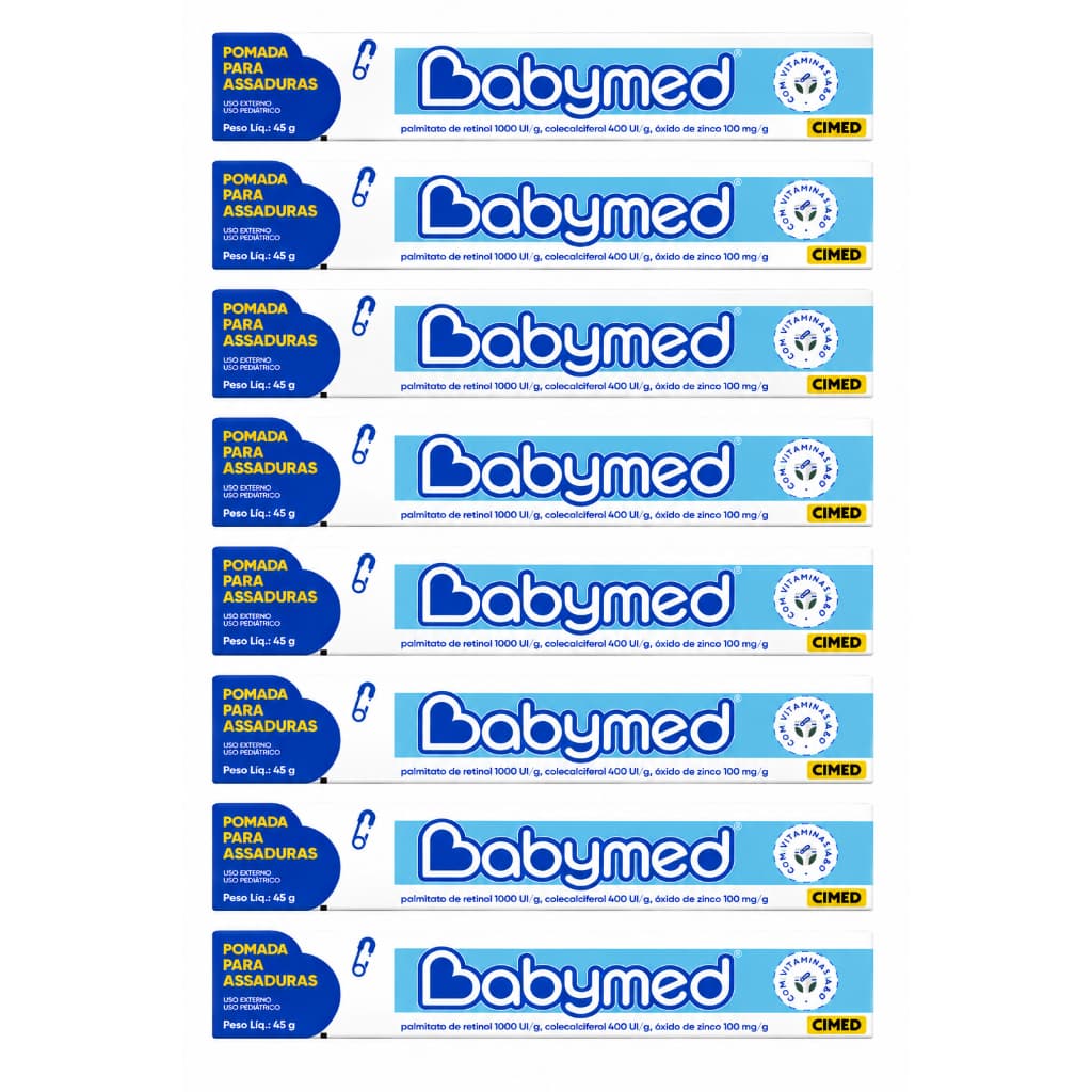 Kit 9 Pomadas Infantil Para Prevenção De Assaduras Babymed Azul Cremosa e Hidratante