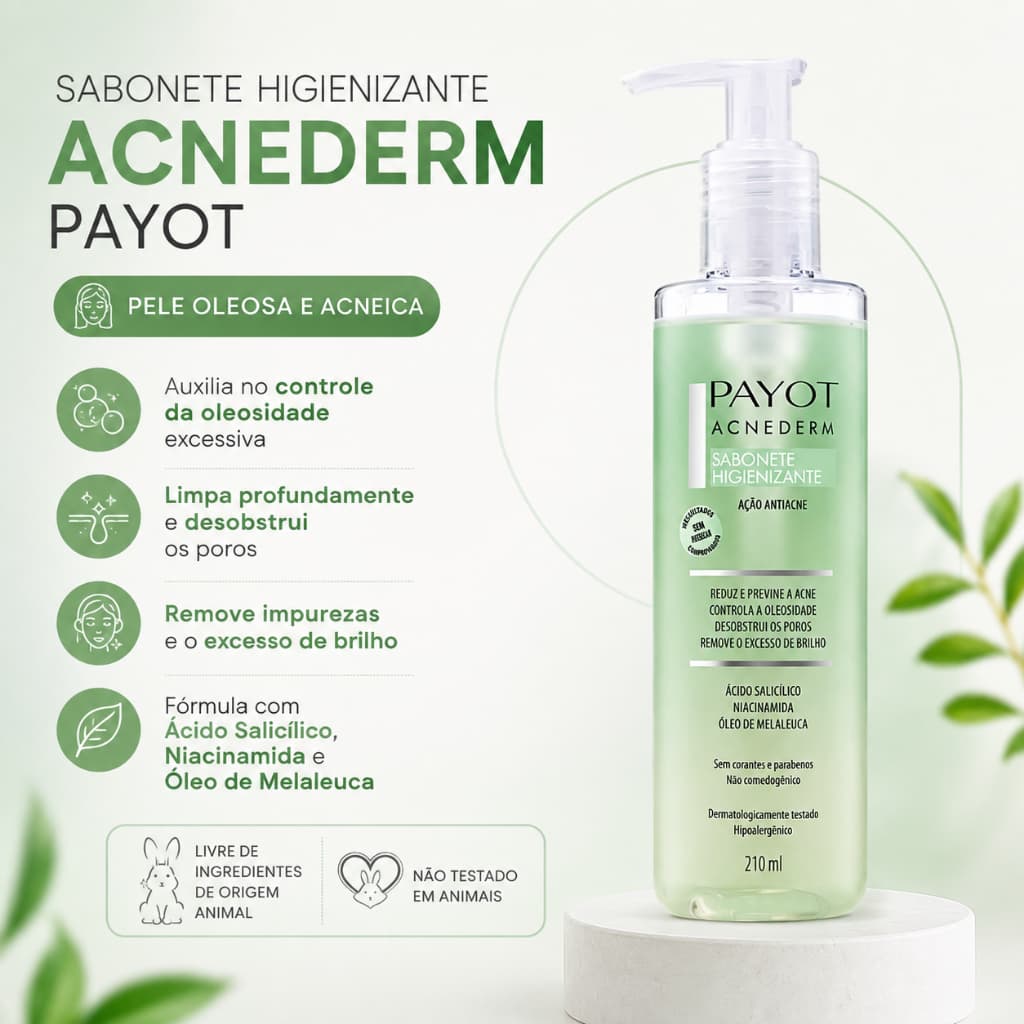 ✨ Sabonete Higienizante Facial Acnederm Payot – Pele Oleosa e Acneica