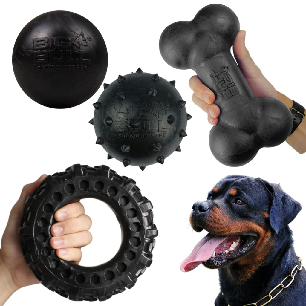 KIT 4 BRINQUEDOS ROBUSTOS PACA CACHORROS DE GRANDE PORTE BIG BULL