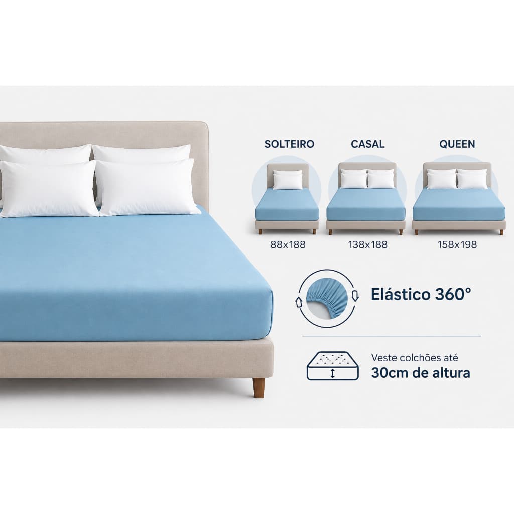 Capa Protetora de Colchão Impermeável Antiácaro Cama Box Solteiro Casal Queen King Com Elástico Protetor Contra Líquidos