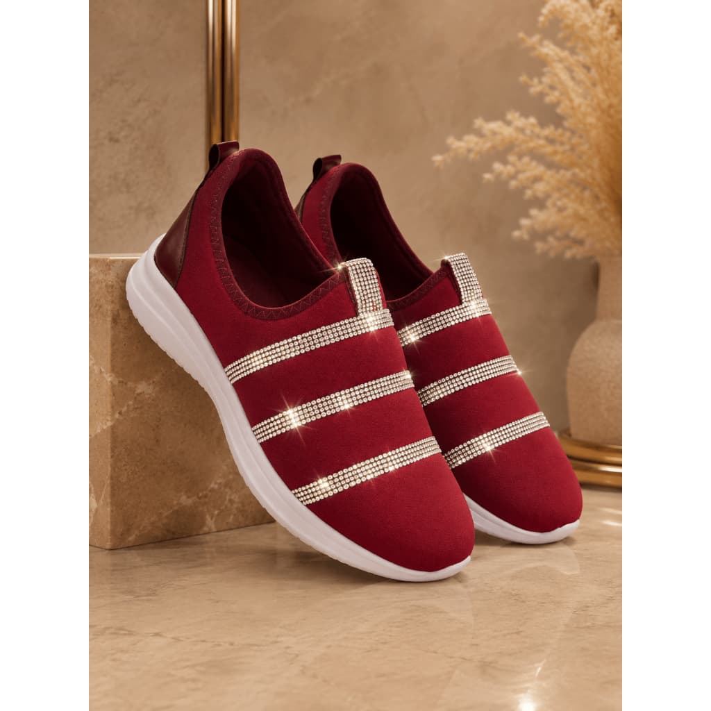 Tênis Feminino Calce Facil Brilho Strass Conforto Estilo Tênis Casual Tênis Esportivo Tendência