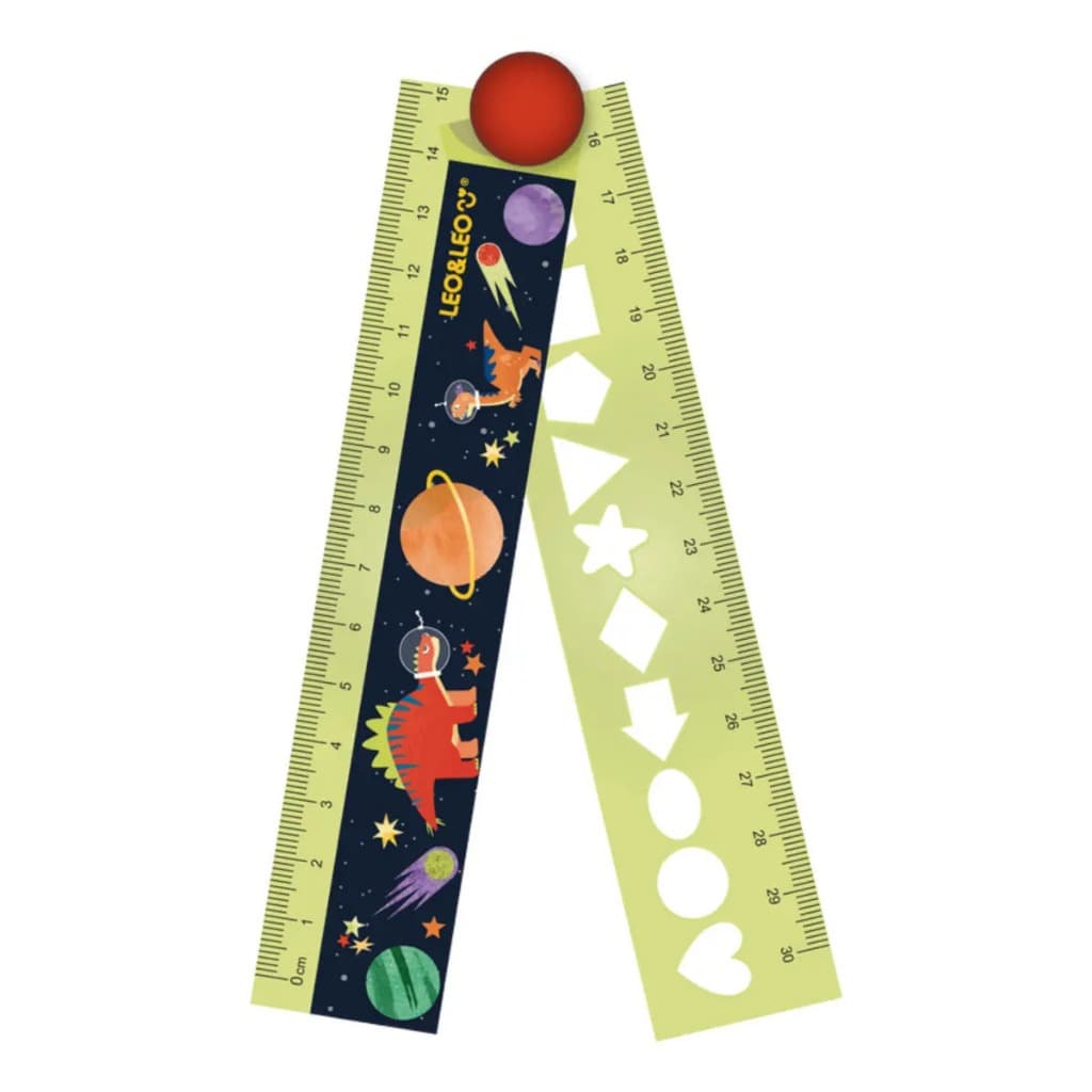 Régua De Plástico Dobrável 30 Cm Dino Space Leo&leo