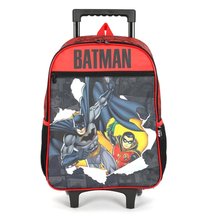 Mochila De Rodinha Batman E Robin Pequena Escolar Passeio Viagem Com Alça