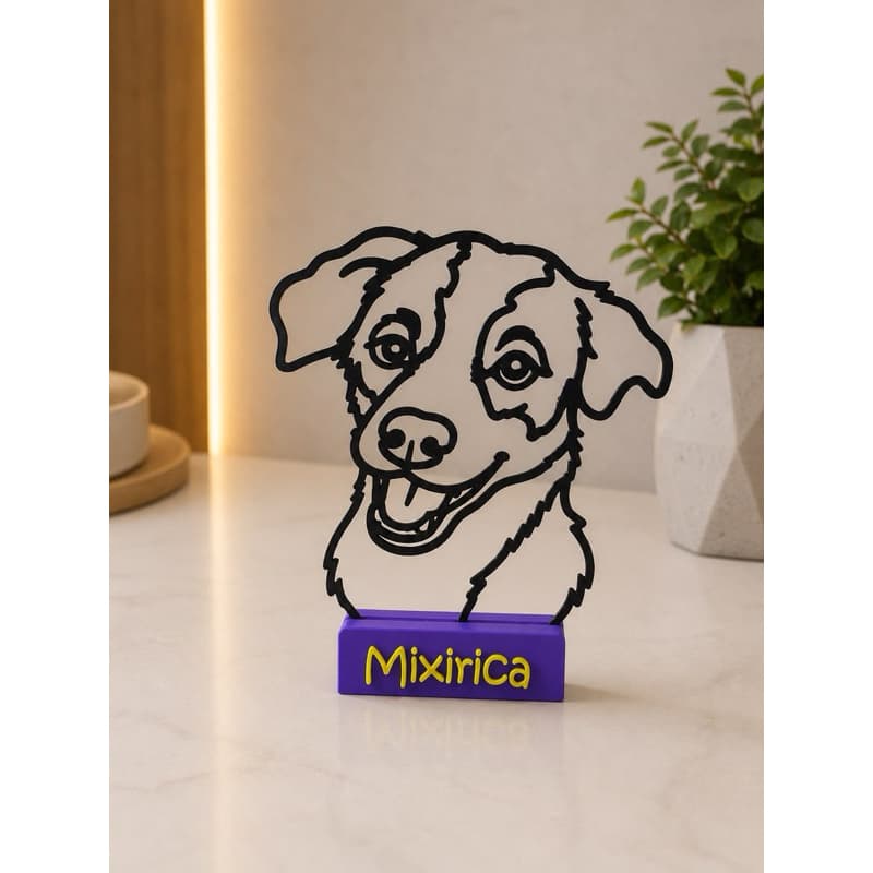 Escultura Vira Lata Personalizado com Nome do Seu PET | Cachorro Decoração Pet