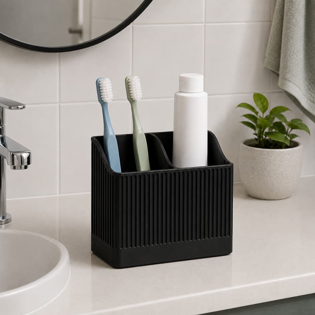 Porta Escova de Dentes Organizador de Banheiro com Divisórias para Creme Dental e Escova de Dentes
