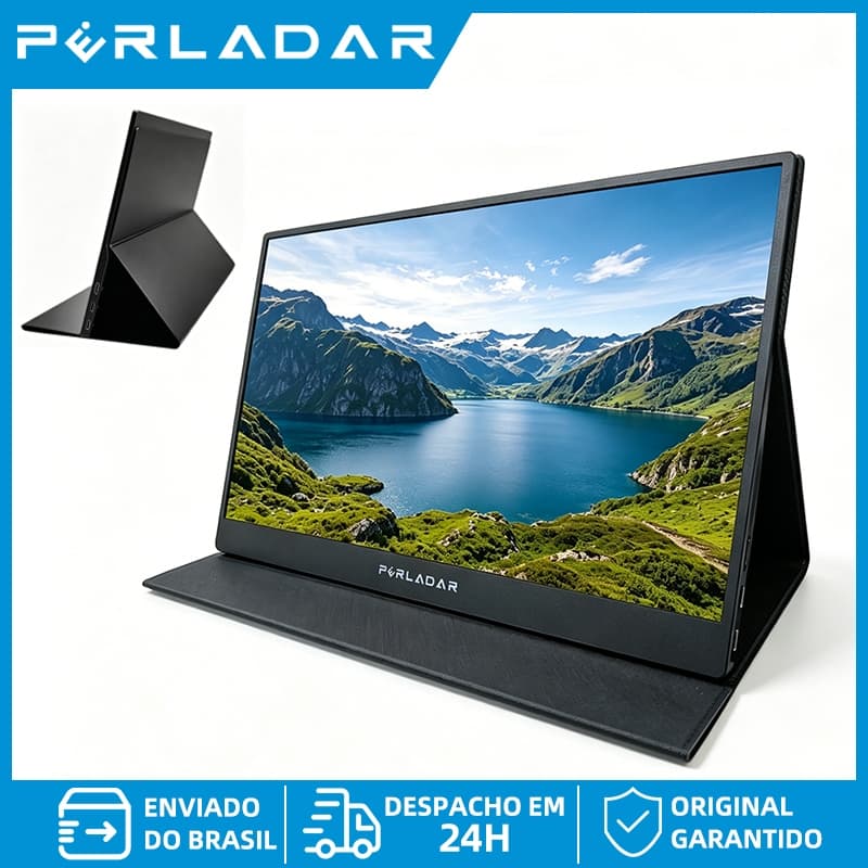 Monitor Portátil 15.6" Full HD 1080P 60Hz IPS, Tela HDMI USB-C com Alto-falantes para PC Notebook Jogos, Plug and Play