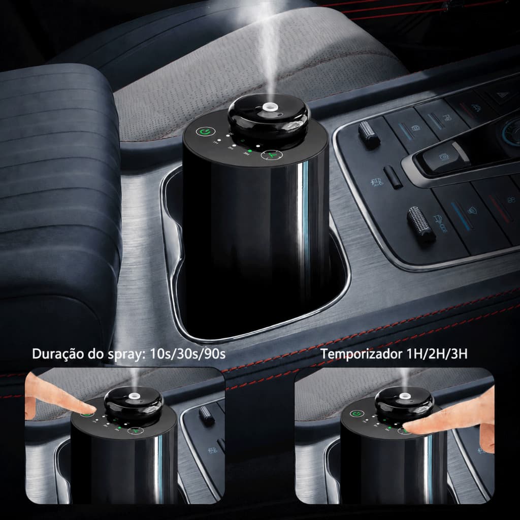 Difusor de Aroma Automático para Carro e Banheiro Mini Aromatizador Ultrassom Essência e Fragrância
