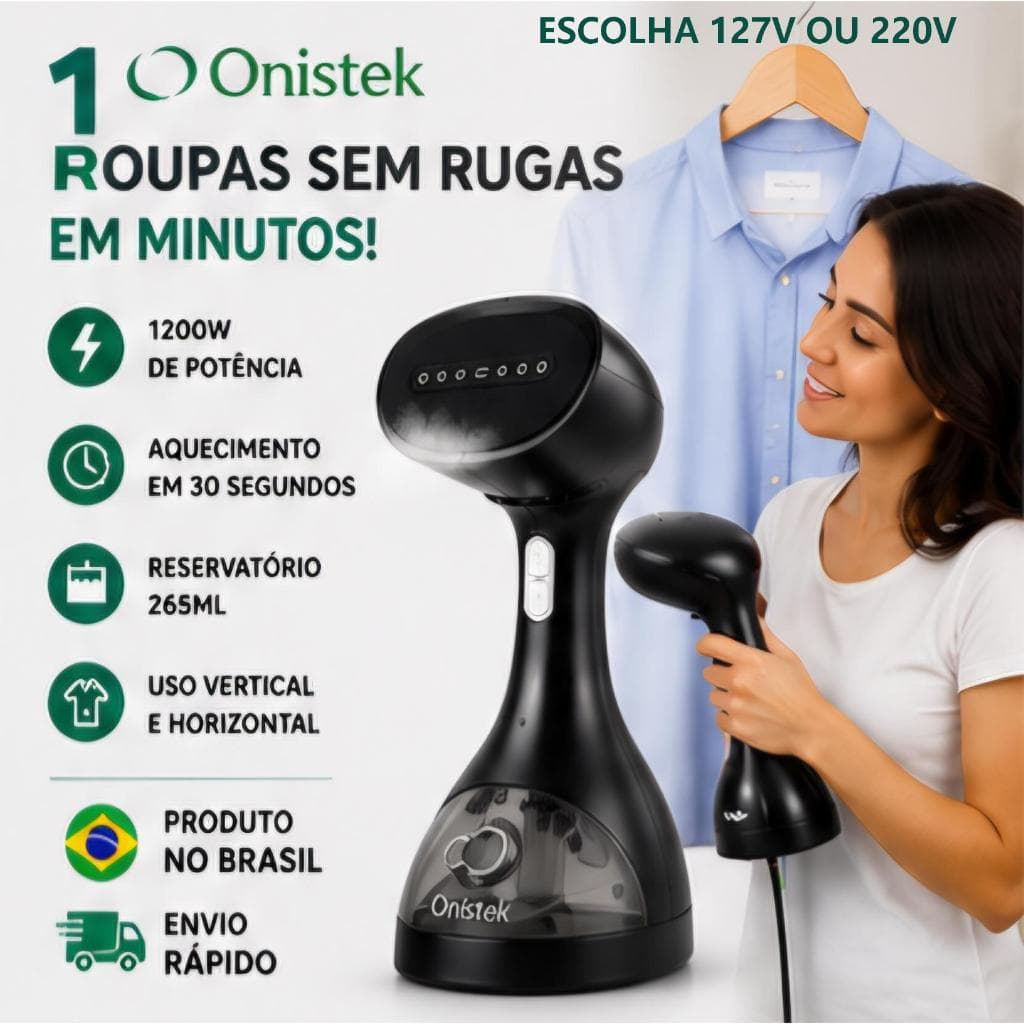 Passadeira A Vapor Portátil 1200W Onistek Vaporizador De Roupas 265ml 127V ou 220V