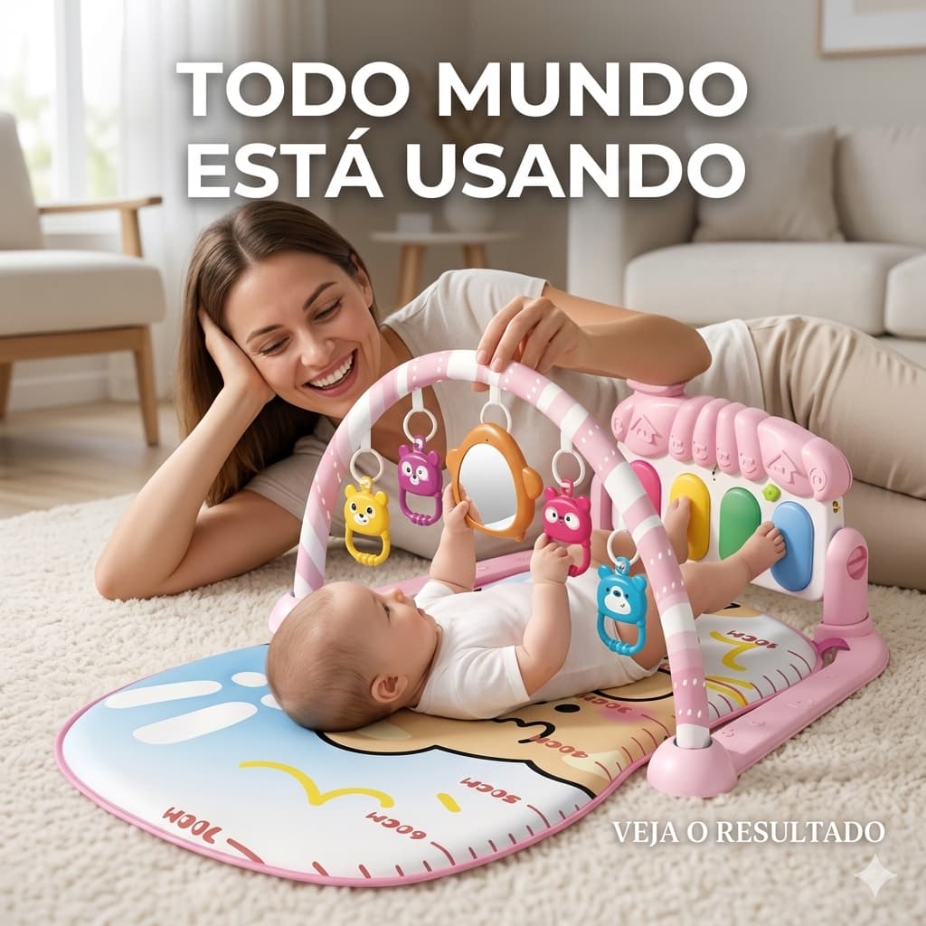 Tapete Atividades Bebê Musical Piano Interativo Educativo Confortável Rosa
