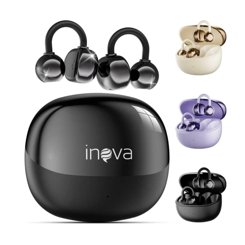 Fone de Ouvido Basike Clip-ear Bluetooth Sem Fio para Esportes e Academia  Preto