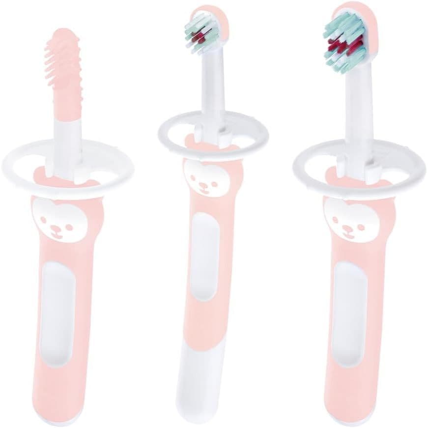 Kit Com 3 Escovas De Dente Para Bebê Brushes Rosa - Mam