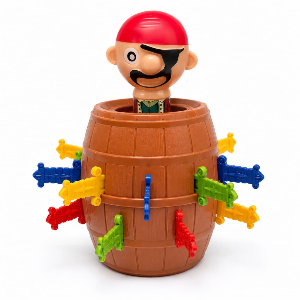Pula Pirata Jump Pequeno 16 Peças Jogo Infantil com Barril Pirata e Espadas Coloridas